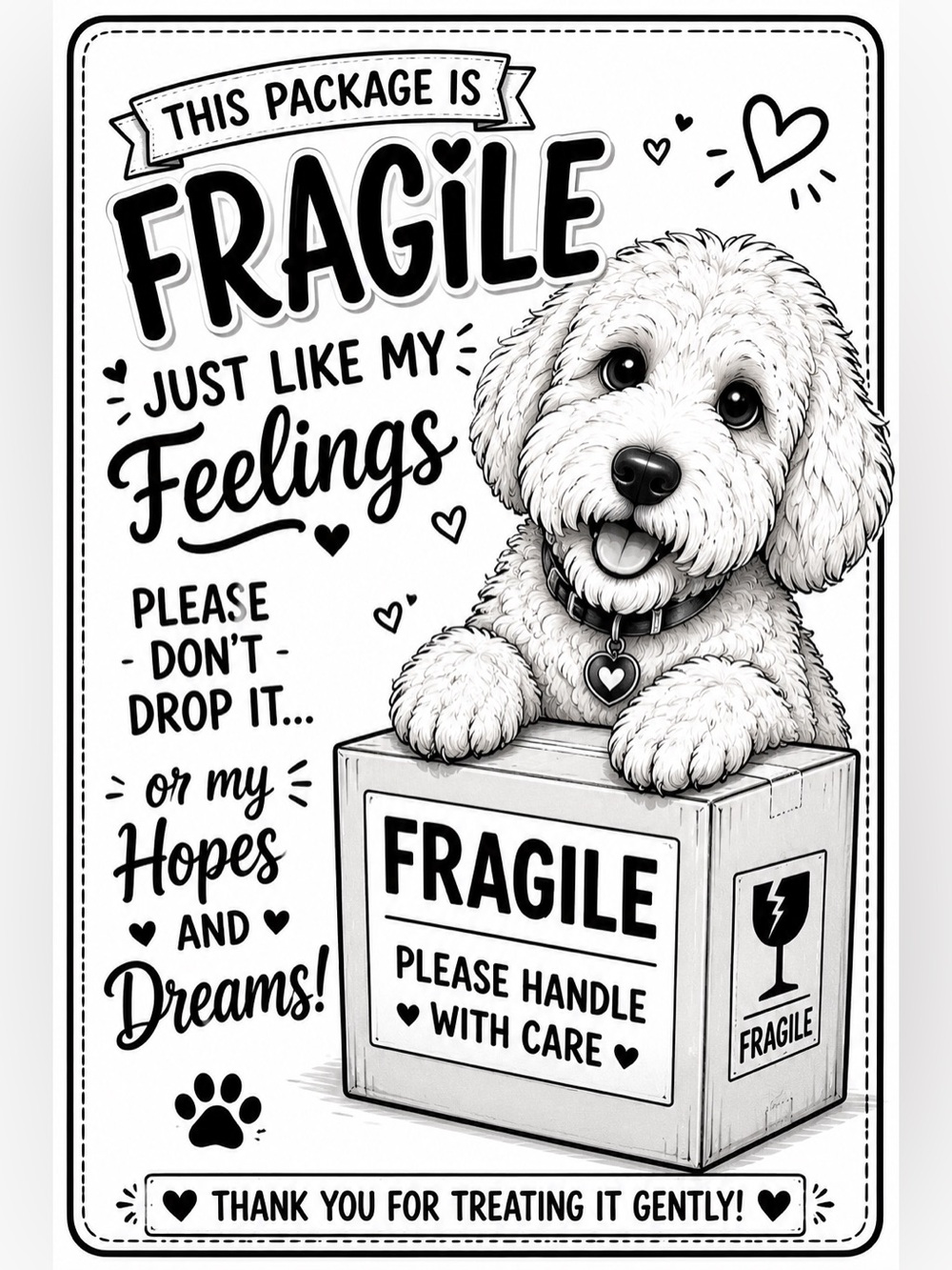 Fragile Puppy 4x6 50ct